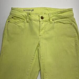 ANN TAYLOR Women’s 2 Long Modern Fit Lime Green Jeans